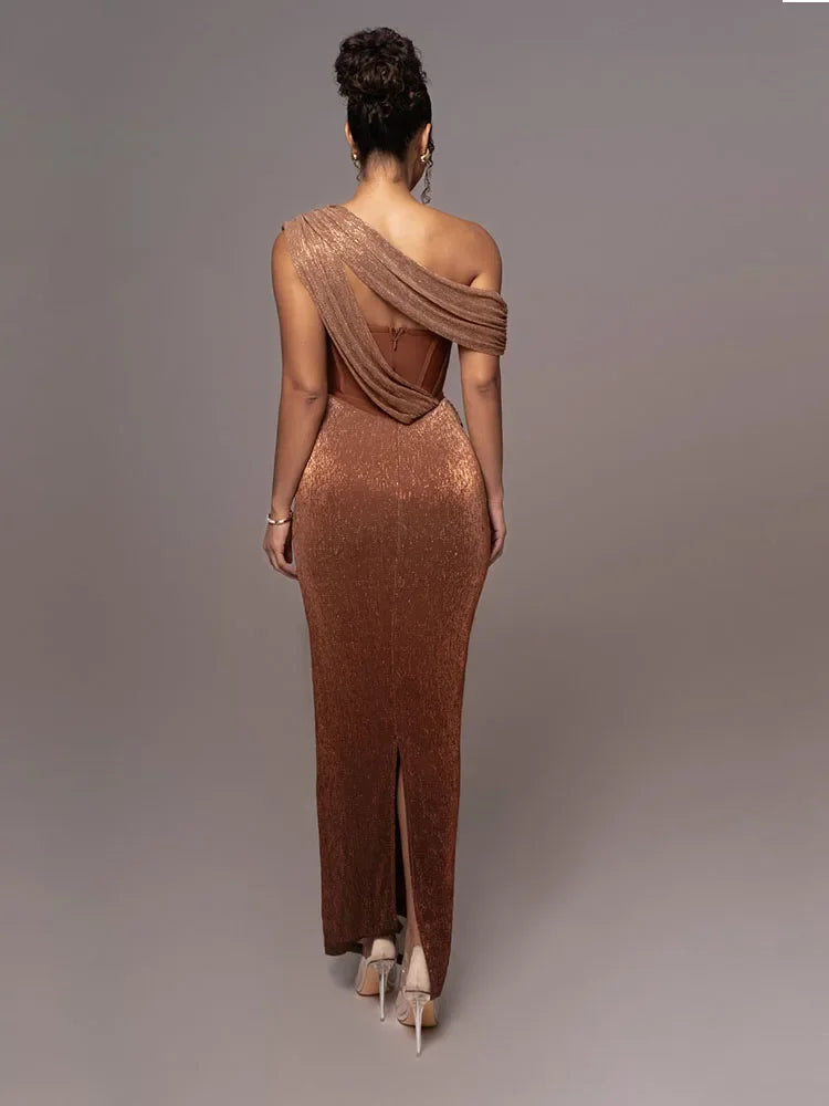 Estelle | Draped One-Shoulder Maxi Dress
