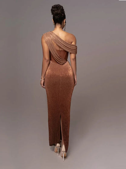 Estelle | Draped One-Shoulder Maxi Dress