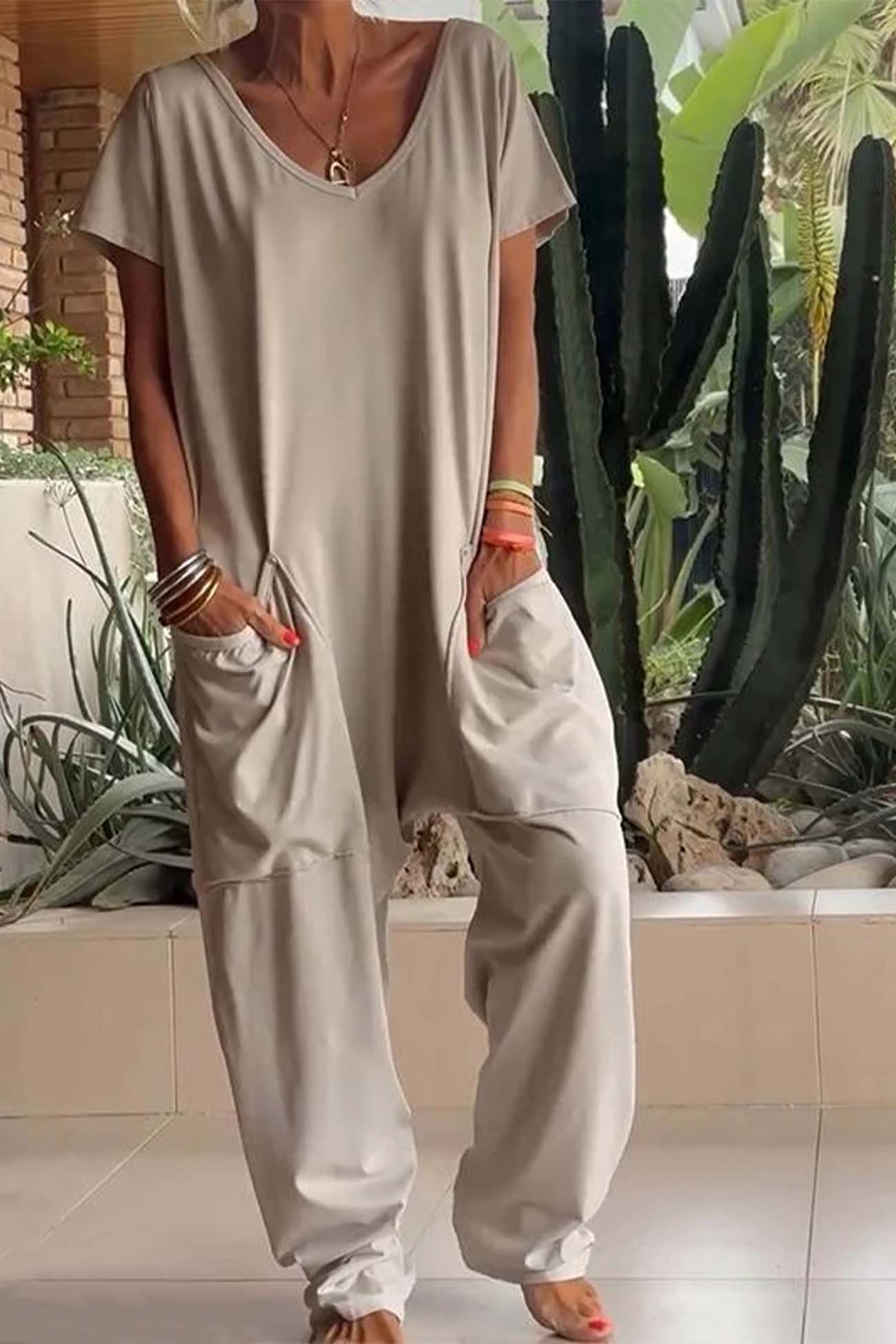 Breezy | V-Neck Loose Jumpsuit