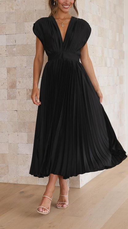 Colette | Pleated V-Neck Maxi Dress