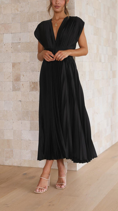 Colette | Pleated V-Neck Maxi Dress