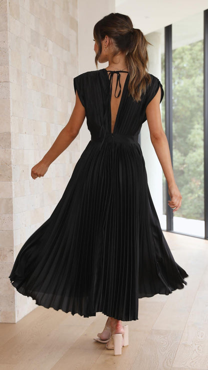 Colette | Pleated V-Neck Maxi Dress