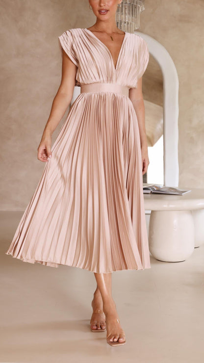 Colette | Pleated V-Neck Maxi Dress