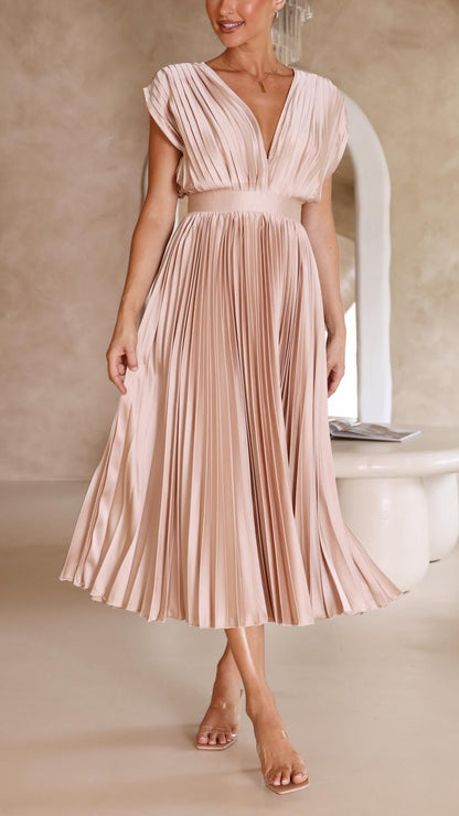 Colette | Pleated V-Neck Maxi Dress