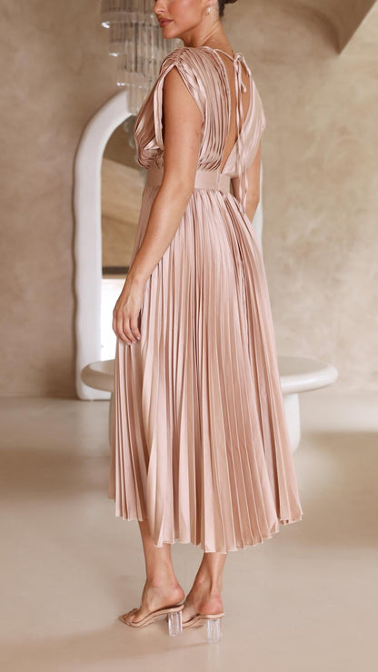 Colette | Pleated V-Neck Maxi Dress
