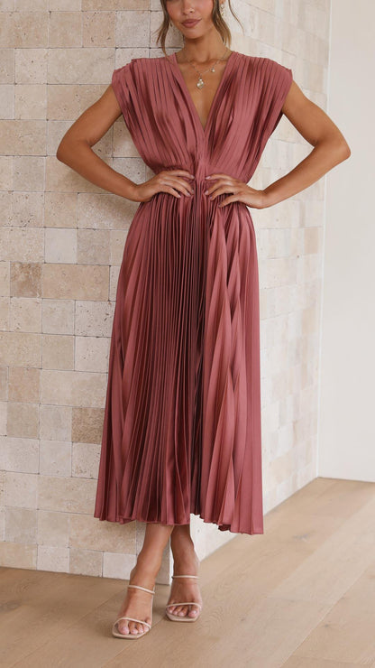 Colette | Pleated V-Neck Maxi Dress
