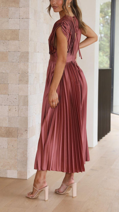 Colette | Pleated V-Neck Maxi Dress