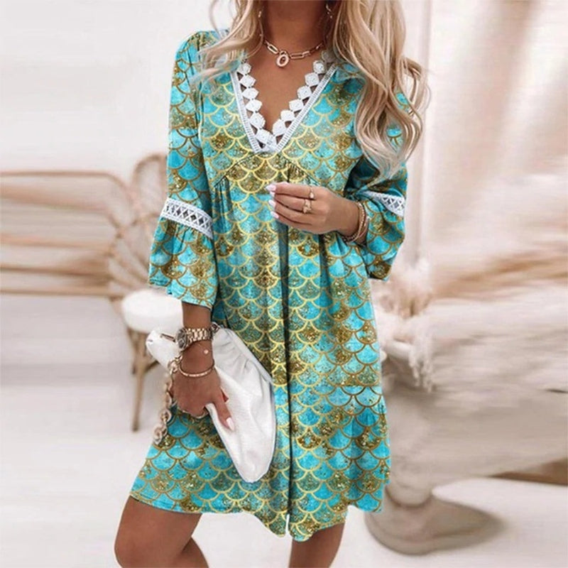 Rosaline | Boho Floral V-Neck Mini Dress