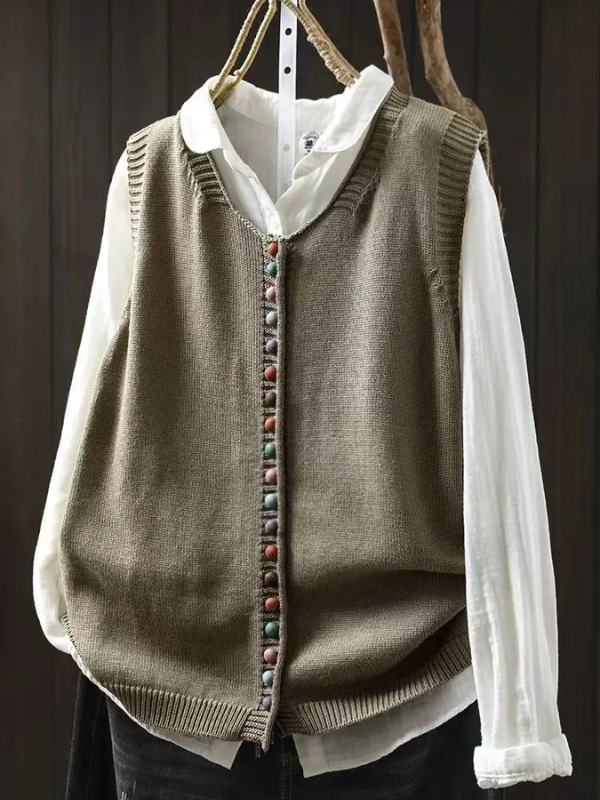 Button vest shown from another angle