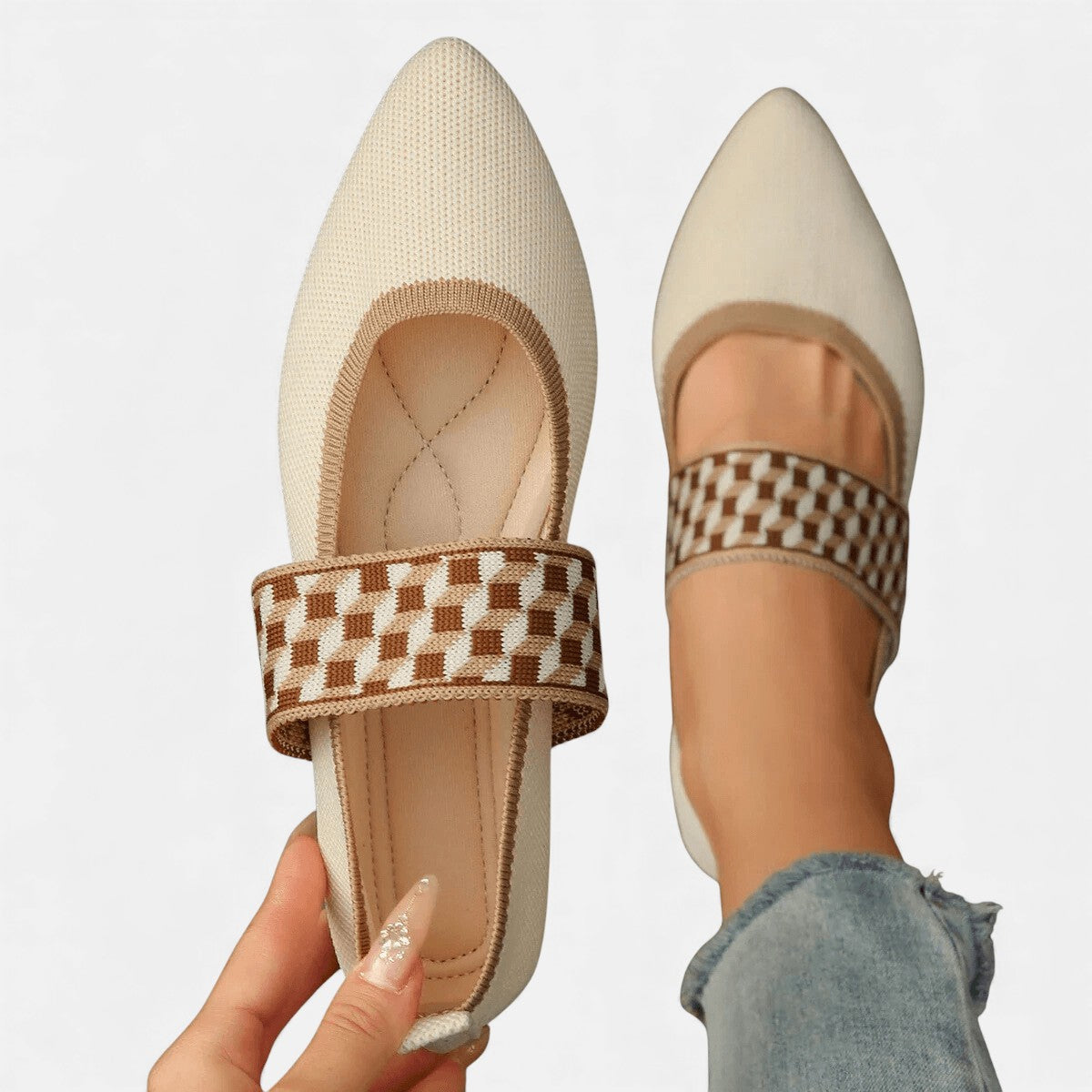 Isolde | Pointed Knit Comfort Flats