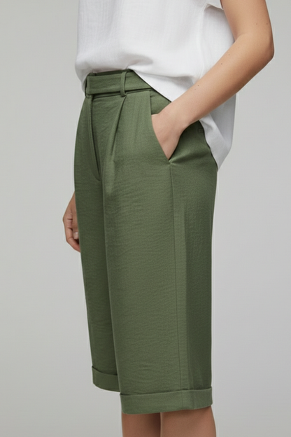 Hannah | High Waist Cuffed Shorts