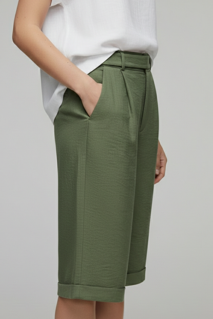 Hannah | High Waist Cuffed Shorts