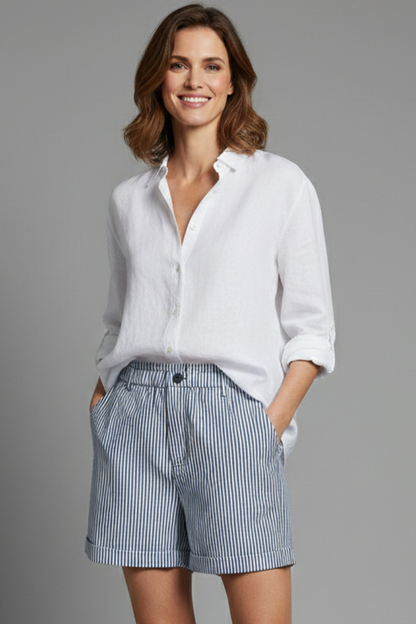 Brigitte | Striped High Waist Tailored Shorts