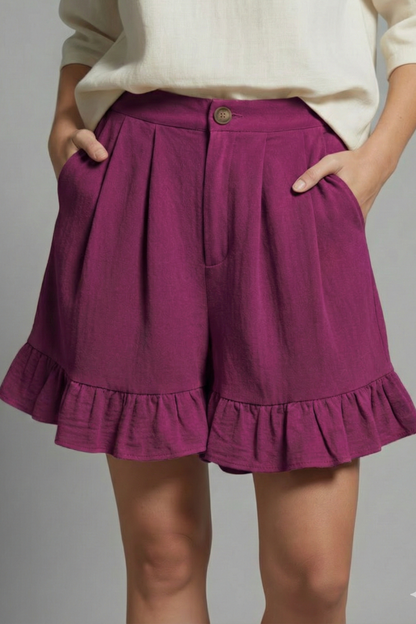 Jacklyn | High Waist Ruffle Hem Shorts