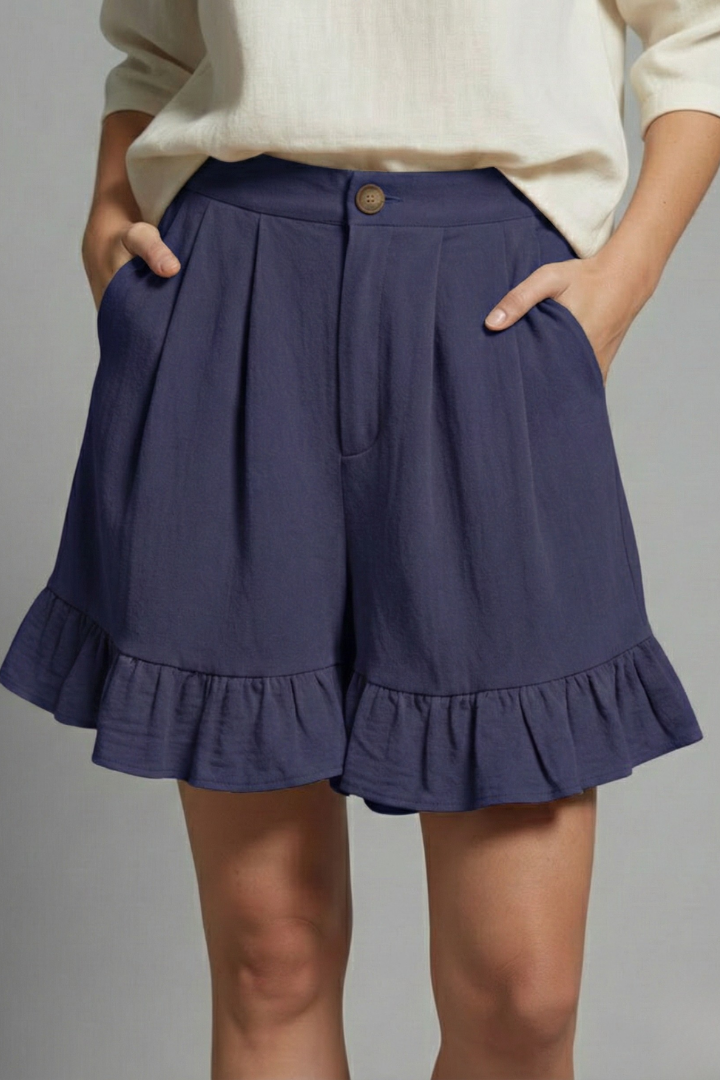 Jacklyn | High Waist Ruffle Hem Shorts