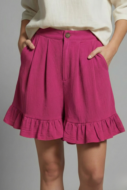 Jacklyn | High Waist Ruffle Hem Shorts