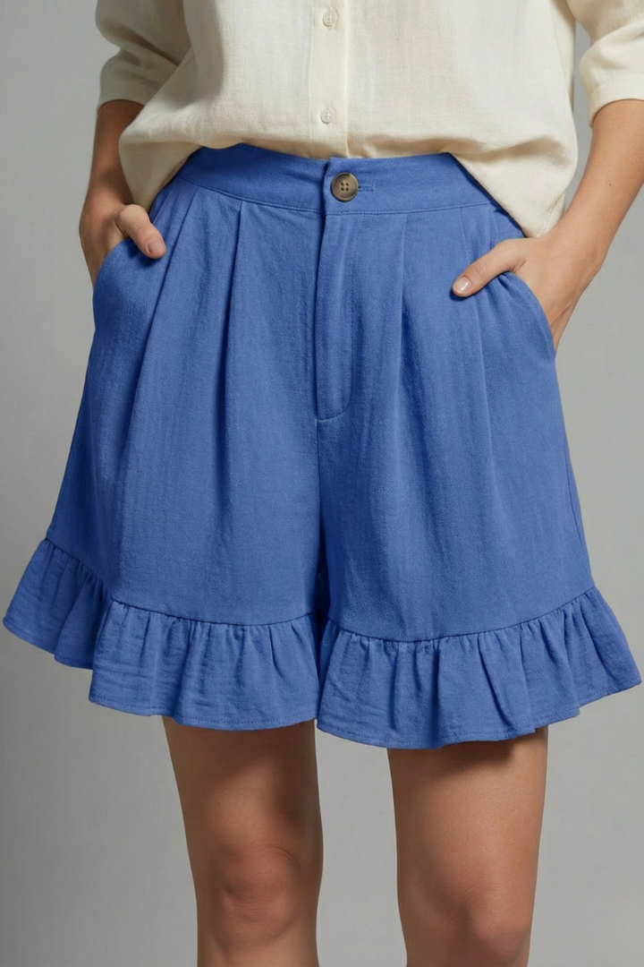 Jacklyn | High Waist Ruffle Hem Shorts