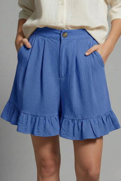 Jacklyn | High Waist Ruffle Hem Shorts