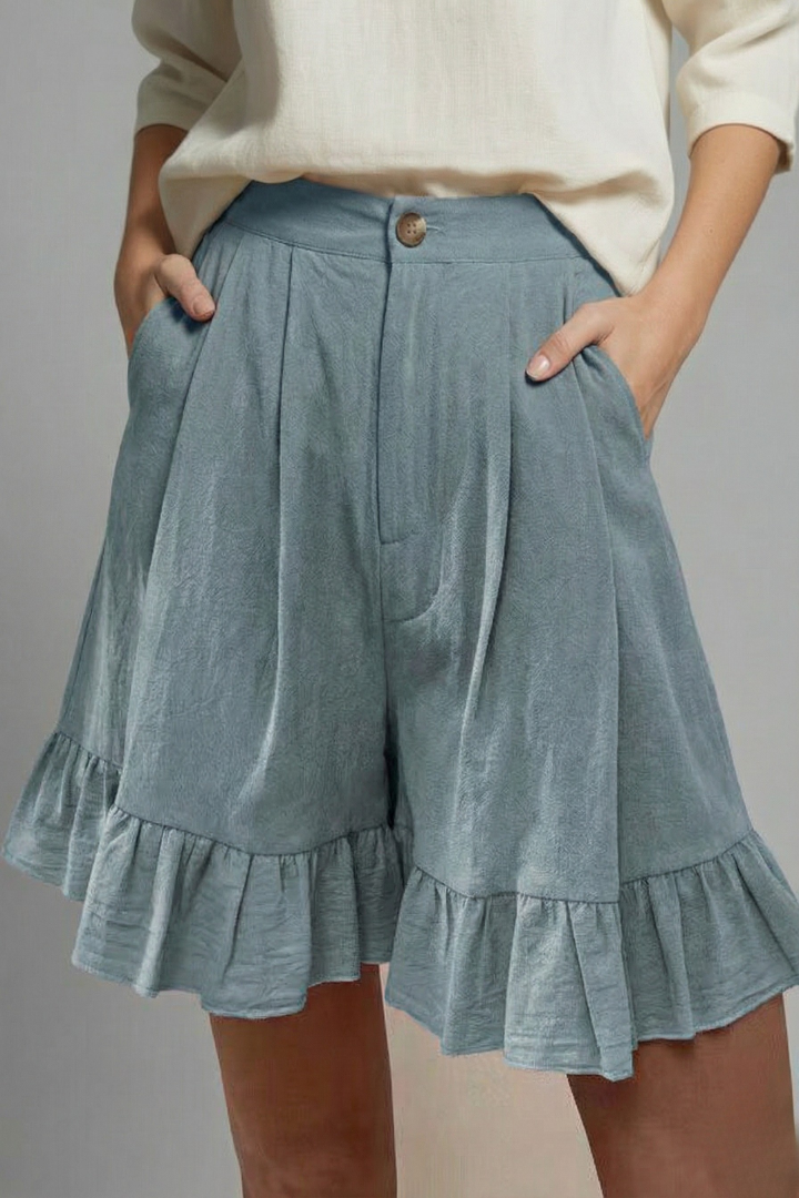 Jacklyn | High Waist Ruffle Hem Shorts