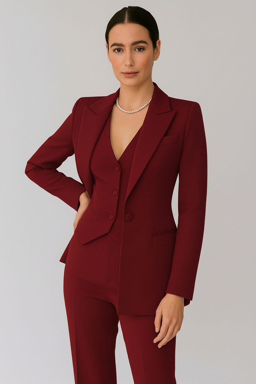 Three-piece suit set shown from the side