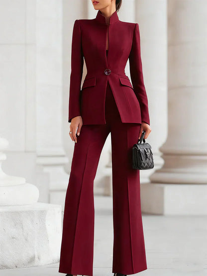 Verena | Longline Blazer & Flared Trouser Suit Set