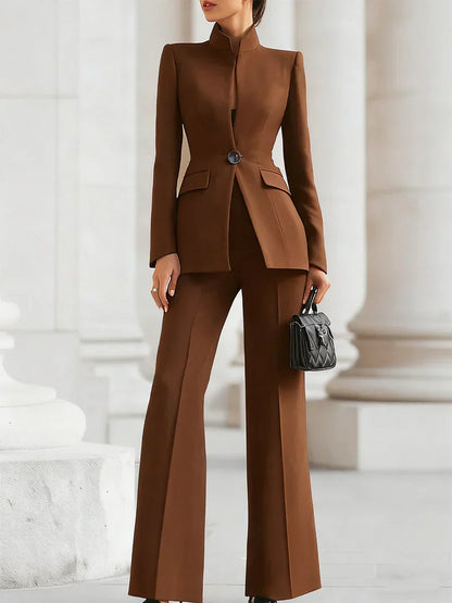 Verena | Longline Blazer & Flared Trouser Suit Set