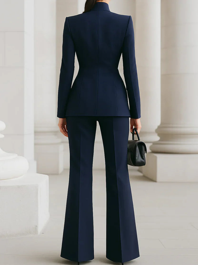 Verena | Longline Blazer & Flared Trouser Suit Set