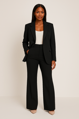 Structured blazer and matching trouser set, front view