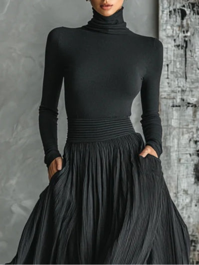 Elspeth | Turtleneck & Pleated Skirt Set