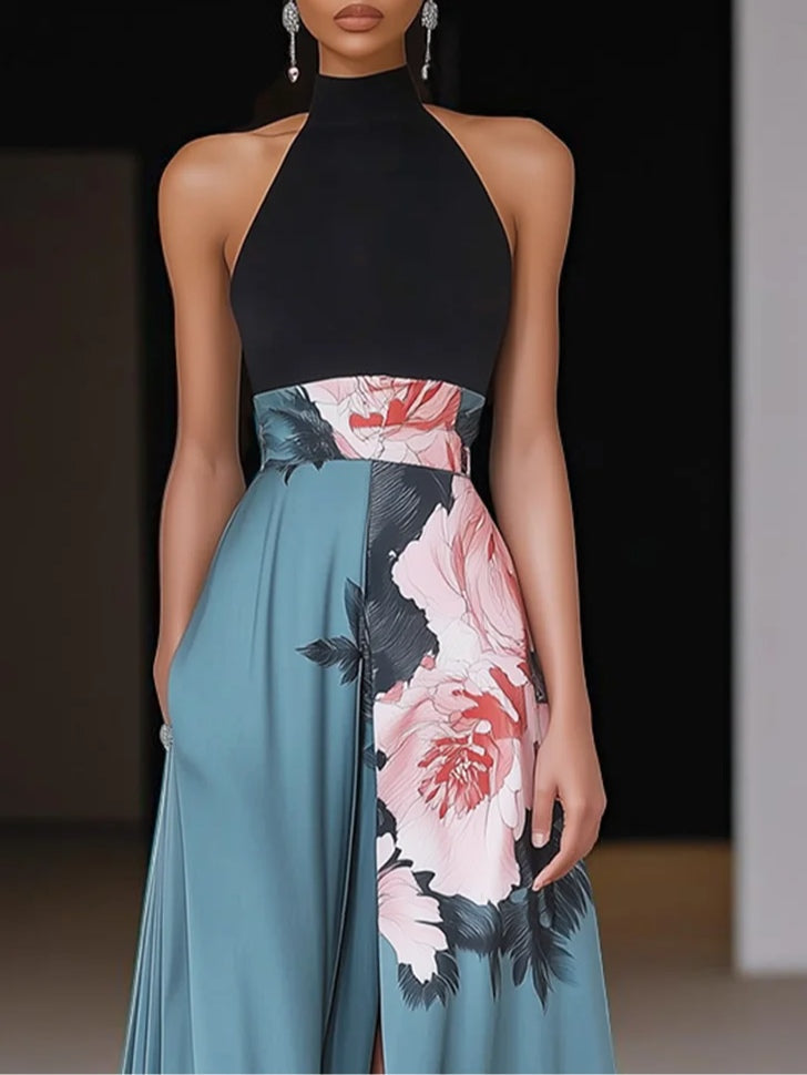 Ondine | Floral Side-Slit A-Line Maxi Dress