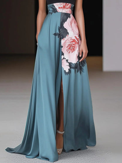 Ondine | Floral Side-Slit A-Line Maxi Dress
