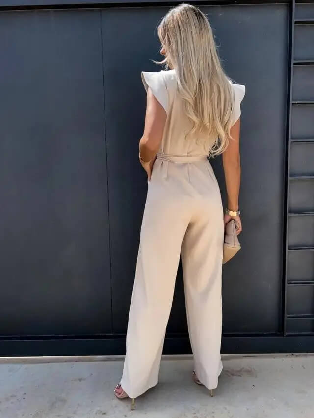 Evelyn | Flutter Sleeve Belted Jumpsuit