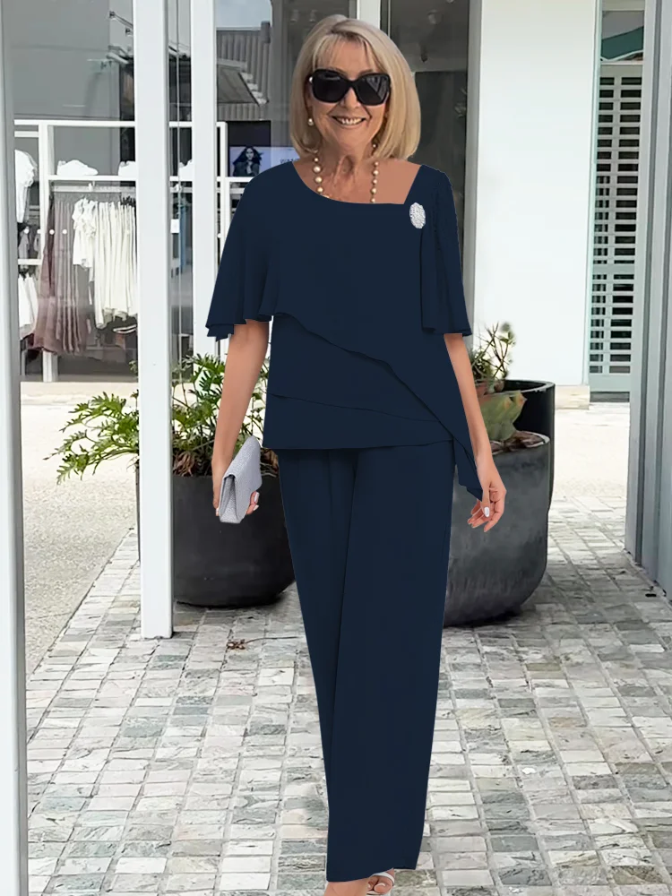 Wrenna | Layered Top & Straight-Leg Trouser Set