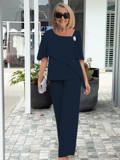 Wrenna | Layered Top & Straight-Leg Trouser Set