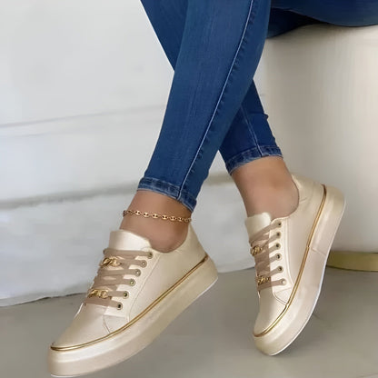 Linnea | Cushioned Gold-Accent Lace-Up Sneakers