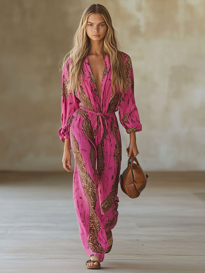 Allegra | Leopard Print Wide Leg Jumpsuit