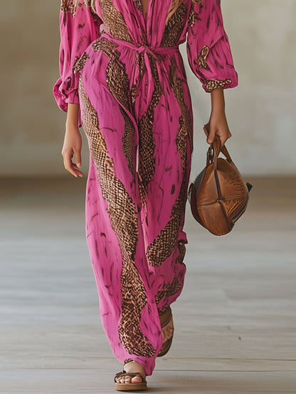 Allegra | Leopard Print Wide Leg Jumpsuit