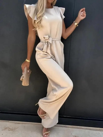 Evelyn | Flutter Sleeve Belted Jumpsuit