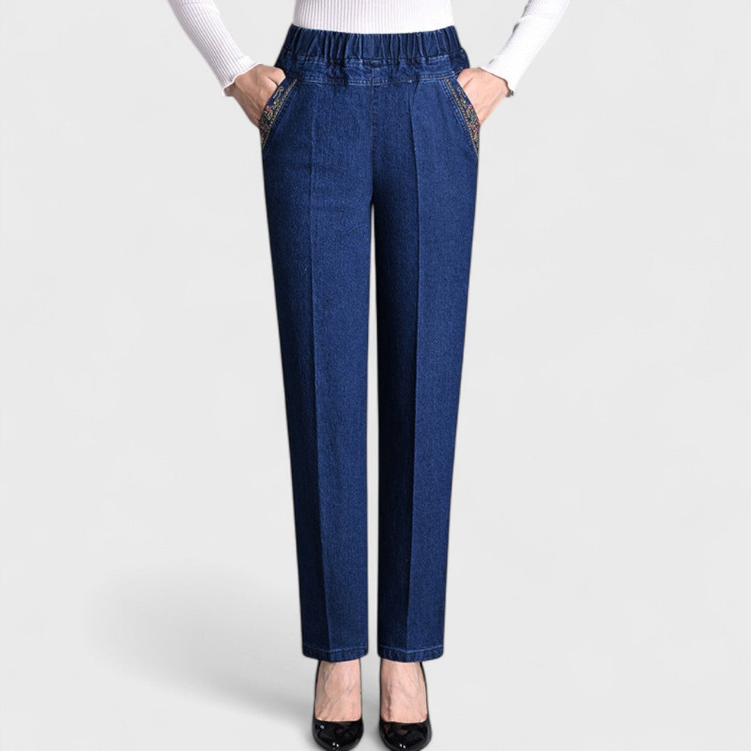 Straight-leg pants showing the side pocket