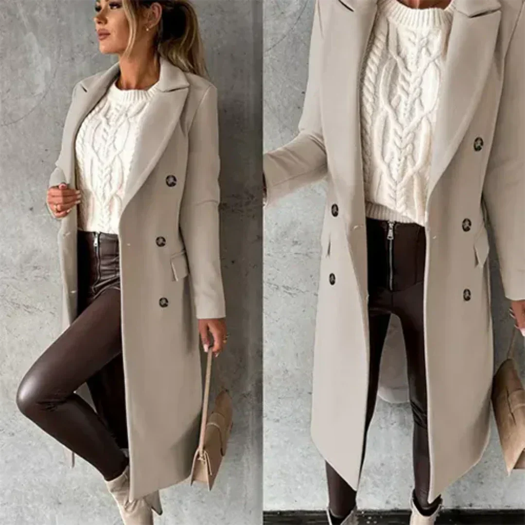 Trench coat shown open at the front
