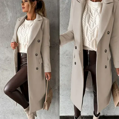 Trench coat shown open at the front