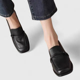 Square-toe loafers with a cushioned footbed, side view