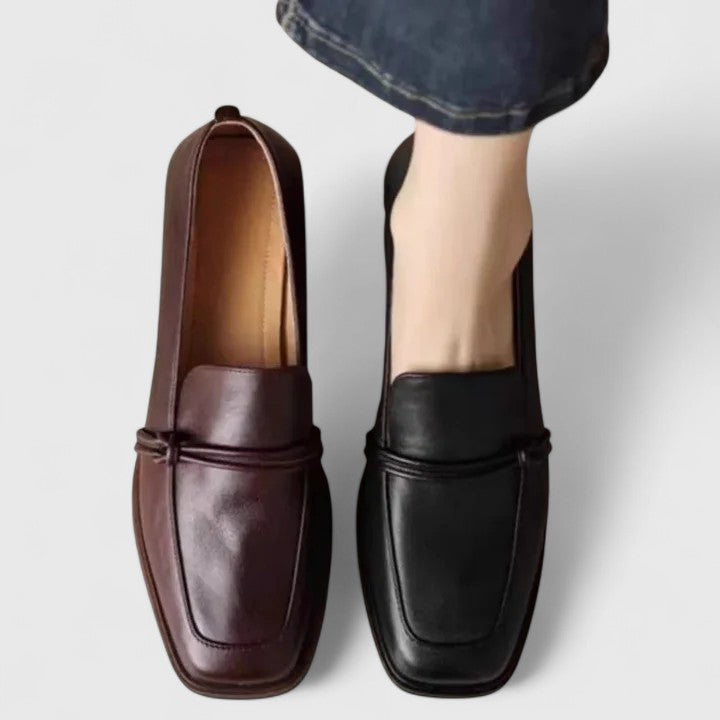 Loafers showing the square toe shape
