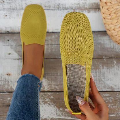 Close detail of the perforated knit on the top panel