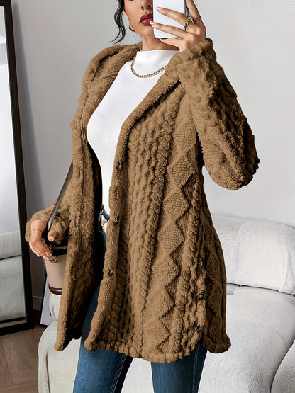 Hooded coat shown in a third colourway