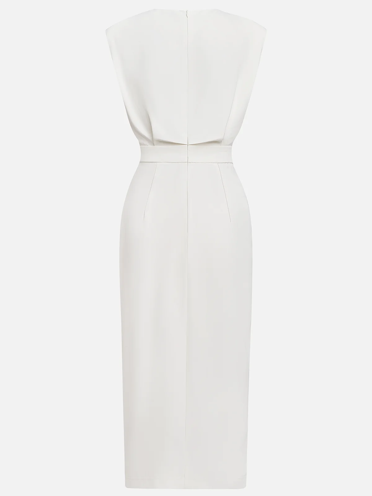 Sleeveless midi dress shown at full length
