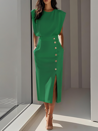 Midi dress photographed at an angle