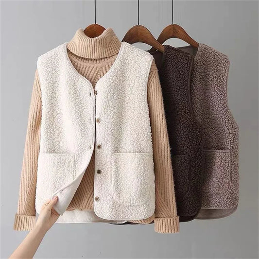 Button-front knit vest, front view