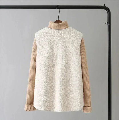 Button-front knit vest shown from the side