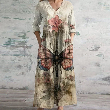 Cornelia | Flowing Retro Floral Maxi Dress